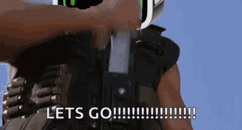 Man Holding Gun Saying Let's Go