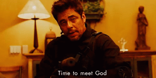 Man Holding Gun Saying Time to Meet God