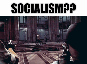 Man Holding Gun With Socialism Text GIF
