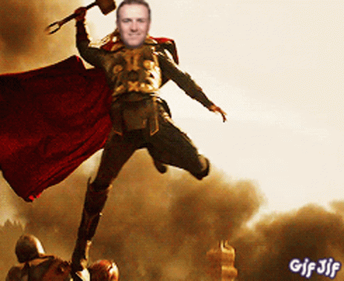 Man Holding Hammer And Cape GIF