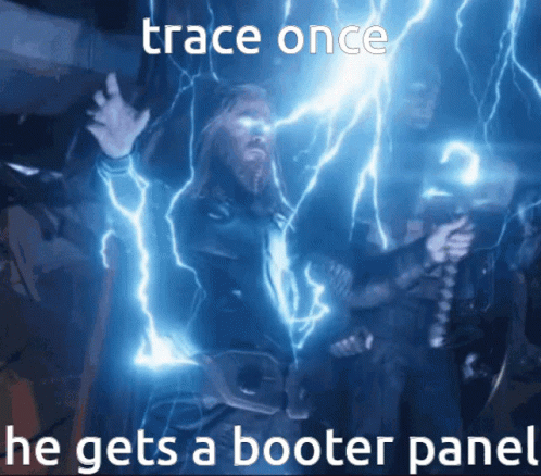 Man Holding Hammer Caption Trace Once He Gets A Booster Panel GIF