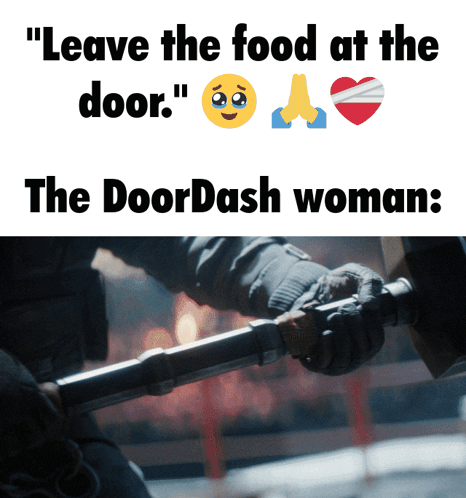 Man Holding Hammer Leave Food at Door