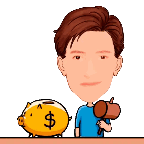 Man Holding Hammer Next to Piggy Bank