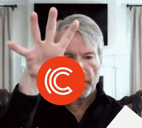 Man Holding Hand Up Red Circle Letter C