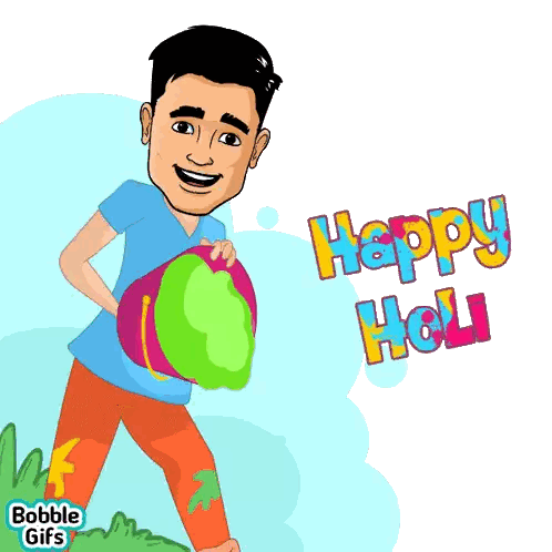 Man Holding Happy Holi Balloon