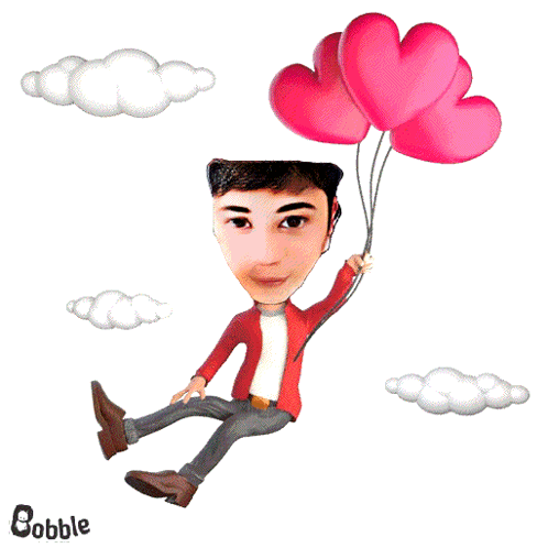 Man Holding Heart-Shaped Balloons Bobble