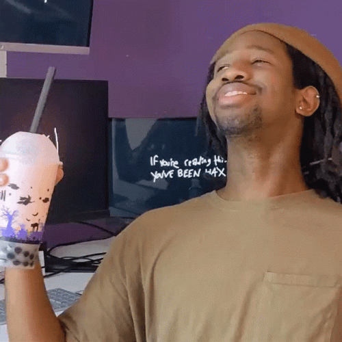 Man Holding His Milktea Deep Breathing GIF