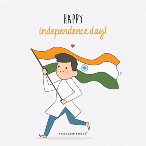 Man Holding Indian Flag Happy Independence Day GIF