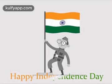 Man Holding Indian Flag Saying Happy Independence Day GIF