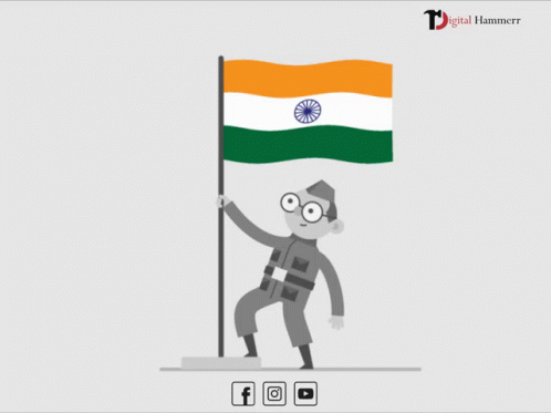 Man Holding Indian Flag with Digital Hammerrr