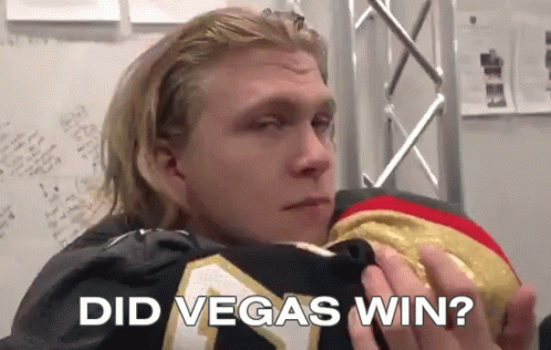 Man Holding Jersey Saying Did Vegas Win