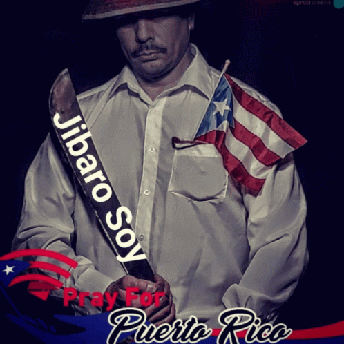 Man Holding Knife with Jibaro Soy Banner