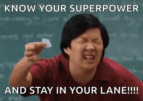 Man Holding Know Your Superpower Stay In Your Lane