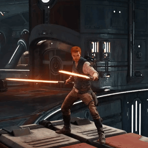 Man Holding Light Saber