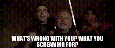 Man Holding Lightsaber Saying What's Wrong With You