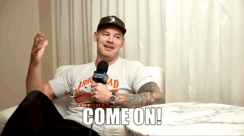 Man Holding Microphone Saying Come On GIF