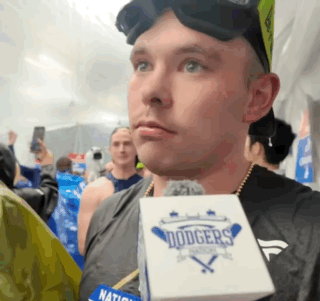 Man Holding Microphone Saying Dodgers GIF