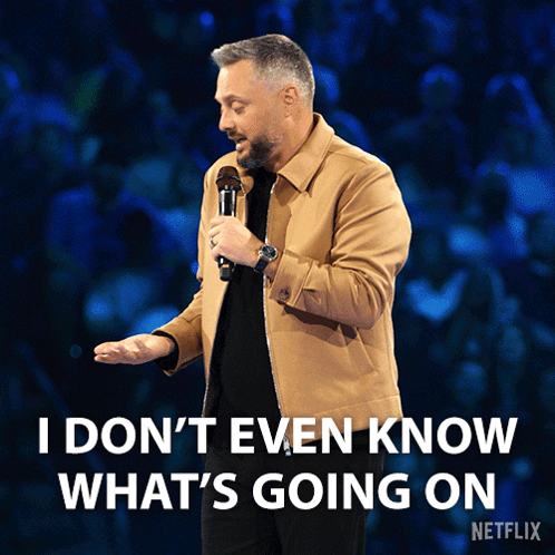 Man Holding Microphone Saying I Don't Know What's Going On