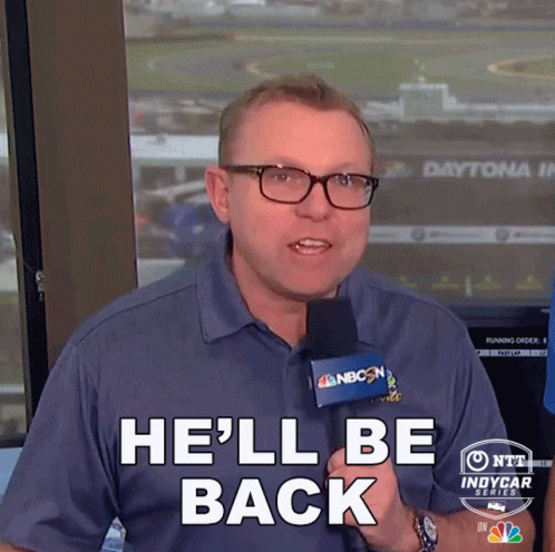 Man Holding Microphone Saying Ill Be Back