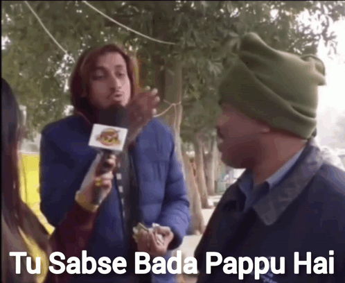 Man Holding Microphone With Tu Sabse Bada Pappu Hai