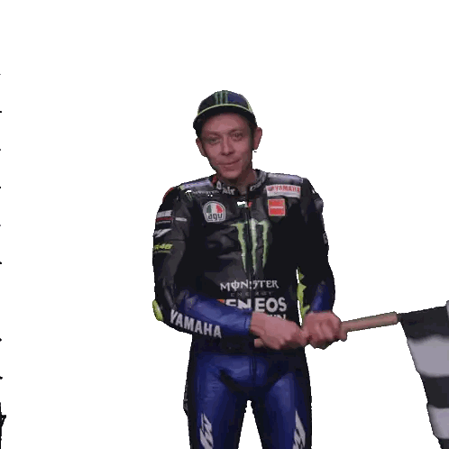 Man Holding Monster Energy Checkered Flag