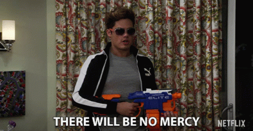 Man Holding Nerf Gun There Will Be No Mercy GIF