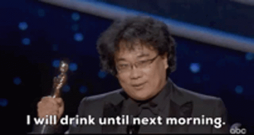 Man Holding Oscar Trophy Saying I Will Drink Until Next Morning GIF