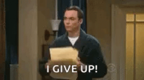 Man Holding Paper Saying I Give Up