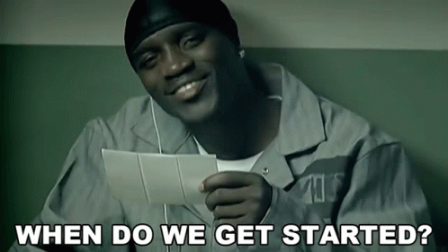 Man Holding Paper Saying When Do We Get Started GIF