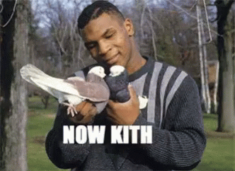 Man Holding Pigeon Saying Now Kith