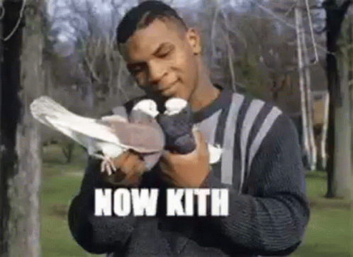 Man Holding Pigeon Says Now Kith GIF