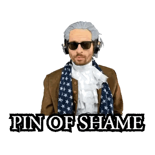 Man Holding Pin Pin of Shame