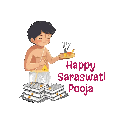 Man Holding Plate of Food Saraswati Pooja