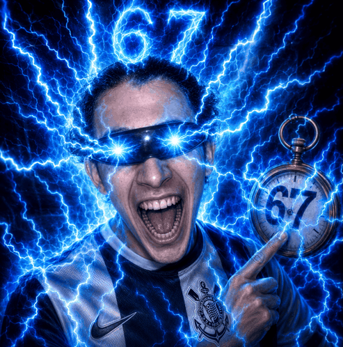 Man Holding Pocket Watch With Number 67 GIF