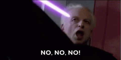 Man Holding Purple Lightsaber Saying No No No GIF