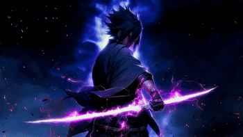 Man Holding Purple Sword