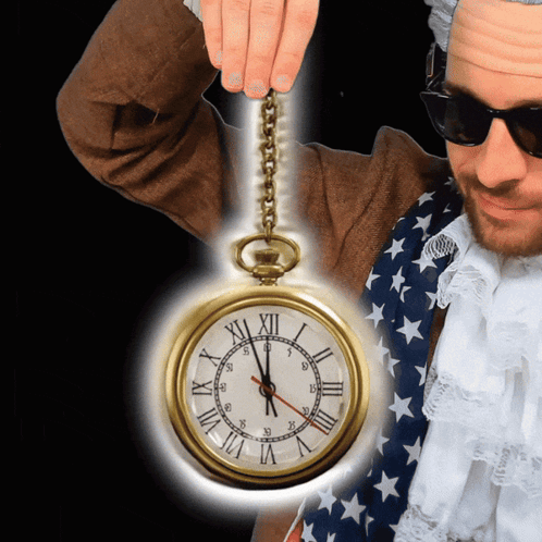 Man Holding Roman Numeral Pocket Watch