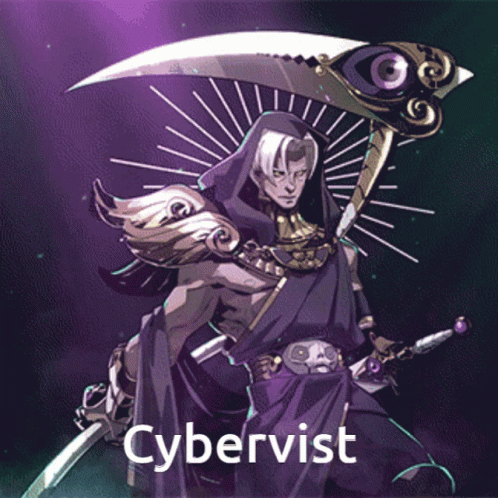 Man Holding Scythe Saying Cybervist