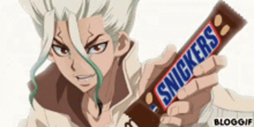 Man Holding Snickers Bar