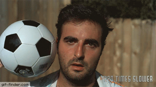 Man Holding Soccer Ball On Forehead GIF