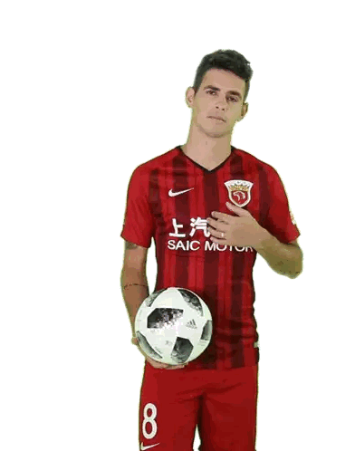 Man Holding Soccer Ball Red Black Jersey 8