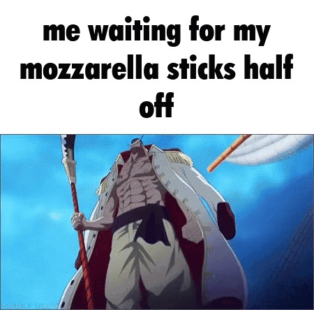 Man Holding Stick Saying Mozzarella Sticks Half Off