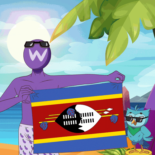 Man Holding Swazi Flag GIF
