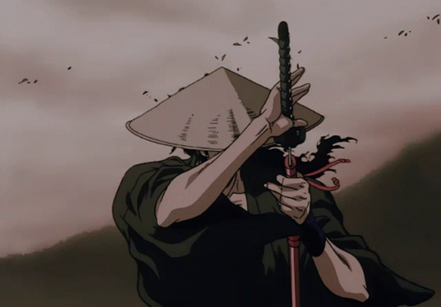Man Holding Sword and Hat with A