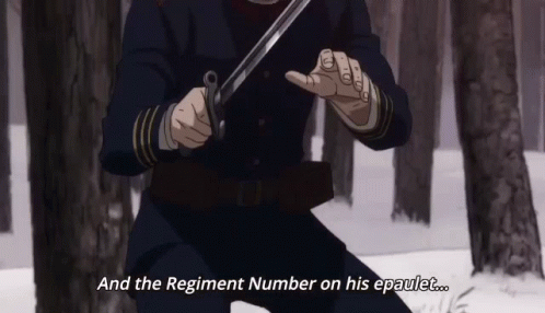 Man Holding Sword And the Regiment Number on His Epaulet