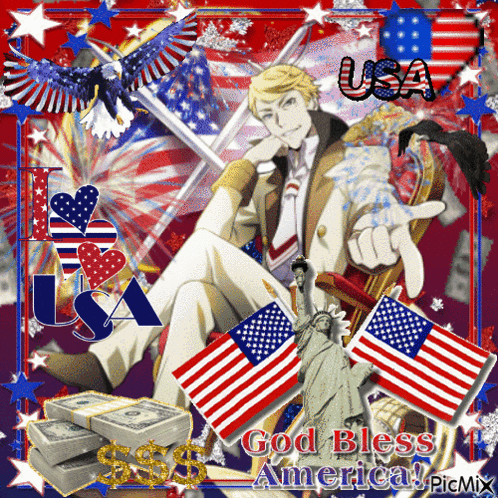 Man Holding Sword God Bless America