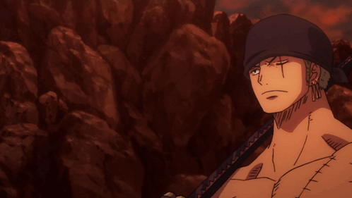 Man Holding Sword With Bandana GIF