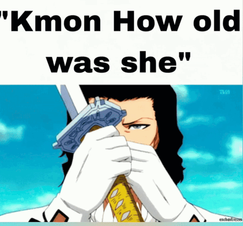 Man Holding Sword With Words How Old Was She