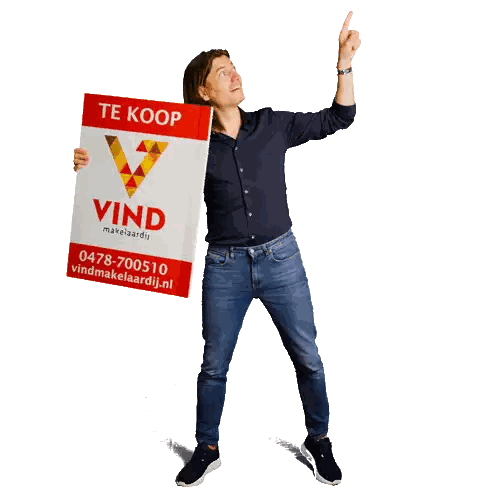 Man Holding Te Koop Vind Sign