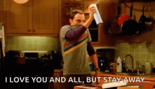 Man Holding Towel Saying I Love You and All But Stay Away